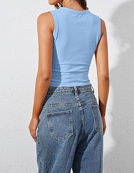 レディースウェア CD10-EFSK | WOMEN XIEERDUO Womens Square Neck Slim Fit Tank Tops Double Layer
